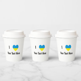 Vasos De Papel Yo (Corazón de la Bandera Ucraniana) Tu Texto