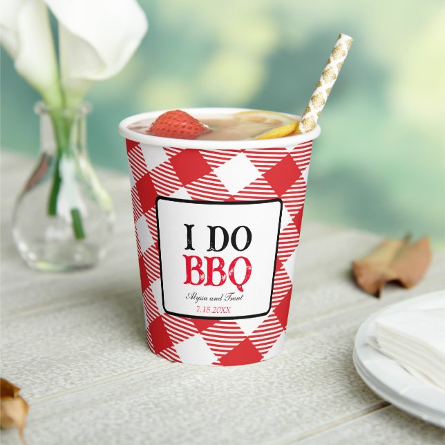 Vasos De Papel Yo hago BBQ Red Gingham Custom Wedding (in situ)
