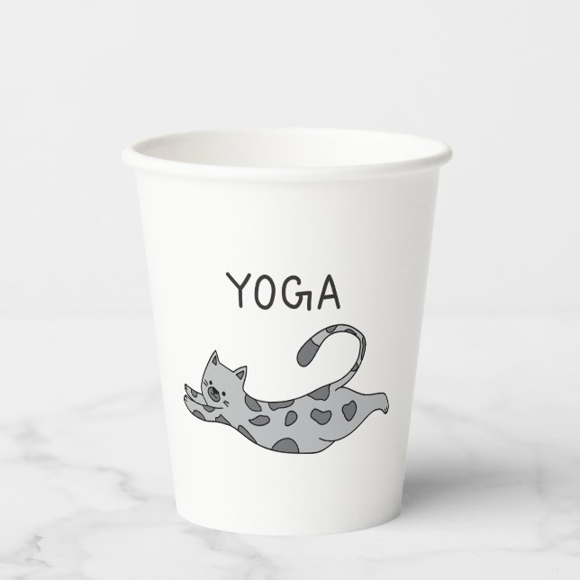 Vasos De Papel Yoga Cat (Anverso)