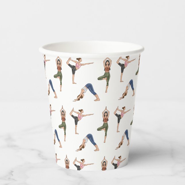 Vasos De Papel Yoga Pose Lades Colorful Mindfulness Pattern (Anverso)