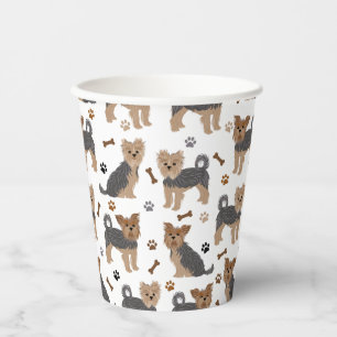 Vasos De Papel Yorkshire Terrier Paws and Bones Yorkie Dog