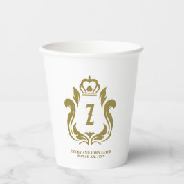 Vasos De Papel Z Monogramo Escudo de oro taza de papel