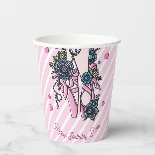 Vasos De Papel Zapatos de ballet personalizados (Anverso)