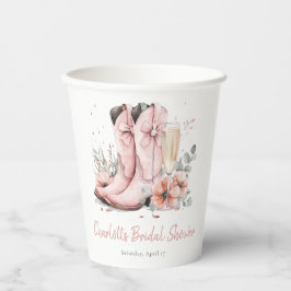 Vasos De Papel Zapatos rosas y copa de champán burbujeante para l