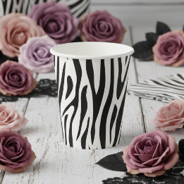 Vasos De Papel Zebra Print Black and White Party 