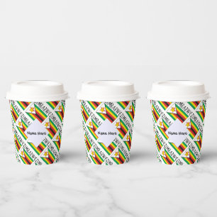 Vasos De Papel Zimbabue Bandera de Zimbabue Tiled Negro Personali