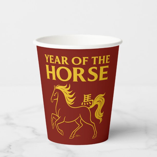 Vasos De Papel Zodiac Chinese New Year 2026 Horse (Anverso)