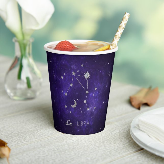 Vasos De Papel Zodiac Purple Libra | Horoscopio Astrológico Cósmi (in situ)