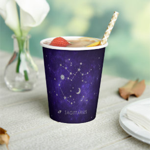Vasos De Papel Zodiac Purple Sagittarius   Horoscopio astrológico