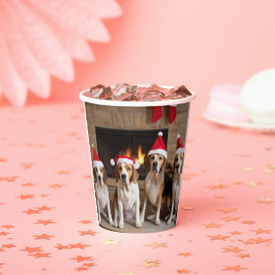 Vasos De Papel Zorro americano de caza inglés Chimenea Navidad