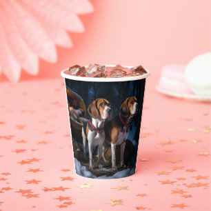 Vasos De Papel Zorro de Inglés Americano Snowy Sleigh Navidad