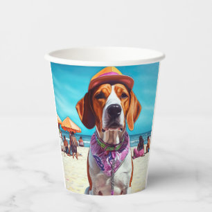Vasos De Papel Zorro inglés americano en la playa, regalo de vera