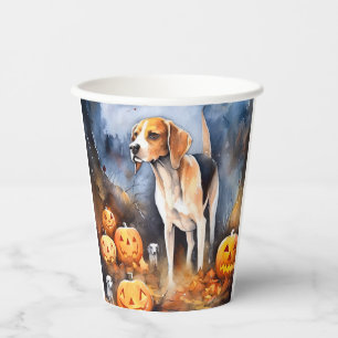 Vasos De Papel Zorro sabueso americano inglés de Halloween con ca