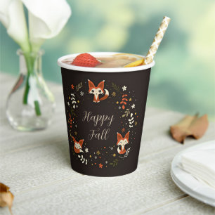 Vasos De Papel Zorros de otoño con texto personalizable