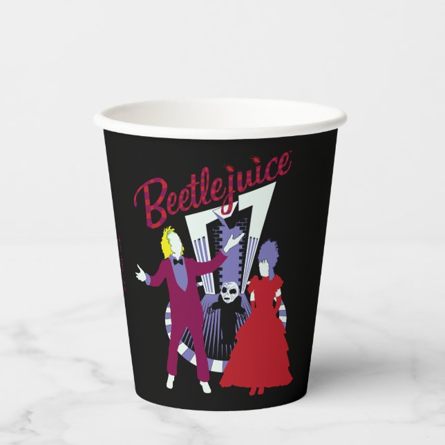Vasos De Papel Zumo de remolacha | Beetlejuice & Lydia Boda (Anverso)