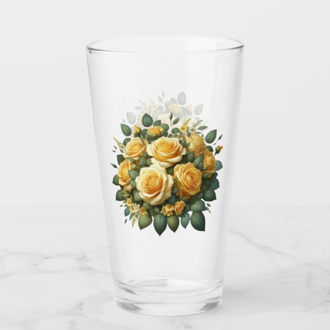 Vasos de rosas amarillas para bebidas (Anverso)