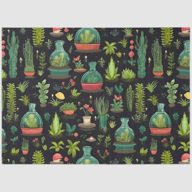 Vasos de terrario de vidrio de papel de tejidos de (Anverso)