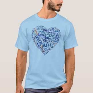 Vatios de la familia de azul de la camiseta