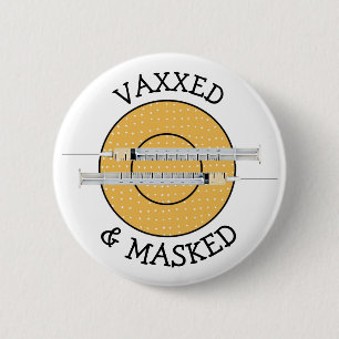 Vaxxed y mascarado contra botón Covid-19