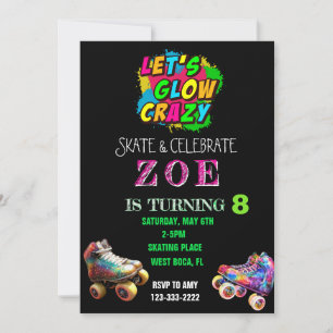 Vayamos a la locura, invitación de cumpleaños neón