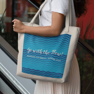 "Ve con el flujo", Bolsa De Tote De Las Ondas Azul
