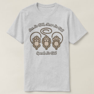 Vea ningún, oiga ningún, no hable ninguna camiseta