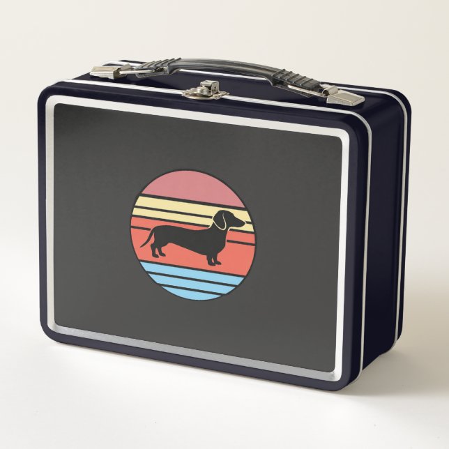 Vector Atardecer Perro Dachshund Retro (Anverso)