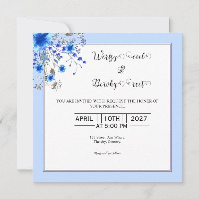 Vector boda De Tarjeta De Invitación De Boda Flora (Anverso)