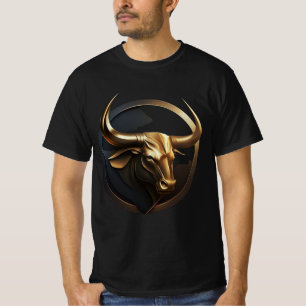 "Vector Bull: Logotipo negro y dorado" Camiseta im