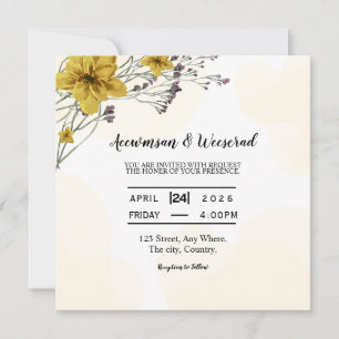 Vector cuadrado de tarjeta de invitación de boda