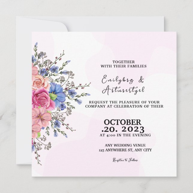 Vector de diseño de tarjeta de invitación a flores (Anverso)