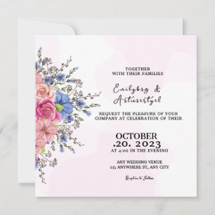 Vector de diseño de tarjeta de invitación a flores