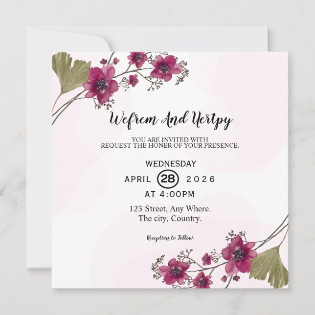 Vector de diseño de tarjeta de invitación de boda (Anverso)