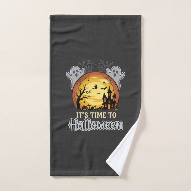 Vector de luna embrujada de Halloween fantasmas y  (Toalla de mano)
