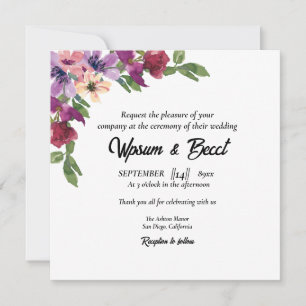 Vector de tarjeta de invitación cuadrada de flor b