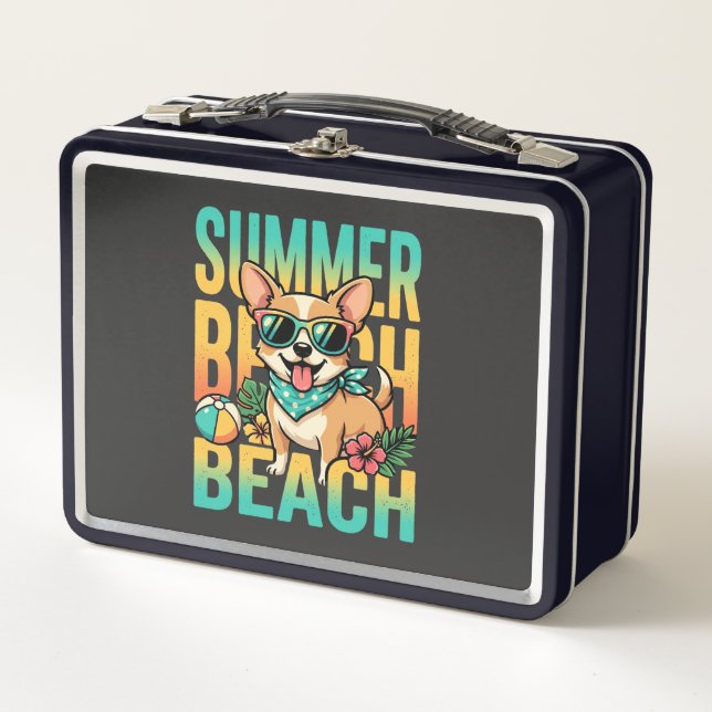 Vector de vacaciones de perro en la playa de veran (Anverso)