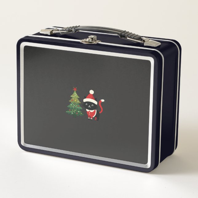 Vector gato de Navidad Santa árbol (Anverso)