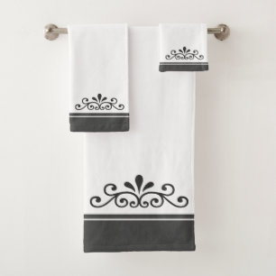 Vector Ornament & Franjas Grises en Toalla de Baño