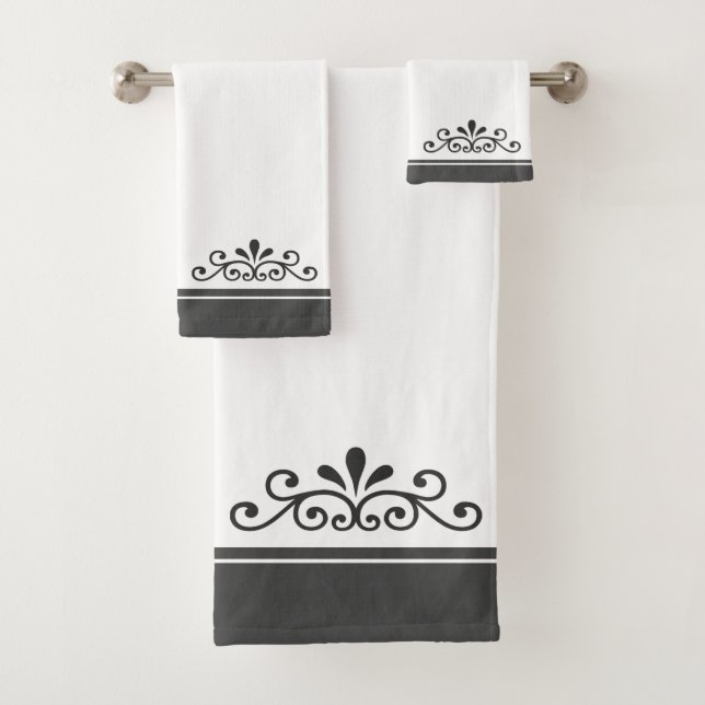 Vector Ornament & Franjas Grises en Toalla de Baño (In situ)