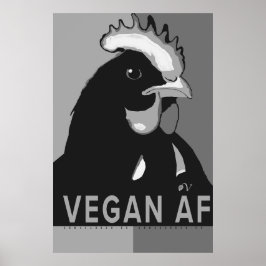 Vegan AF Poster de pollo de arte pop negro y blanc