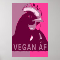 Vegan AF Poster de Pollos de Arte Pop de Camo Rosa