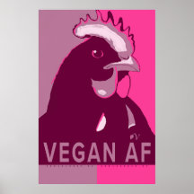 Vegan AF Poster de Pollos de Arte Pop de Camo Rosa