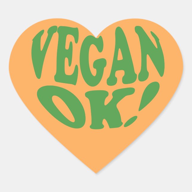 Vegan OK naranja Pegatina del corazón (Anverso)
