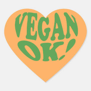 Vegan OK naranja Pegatina del corazón