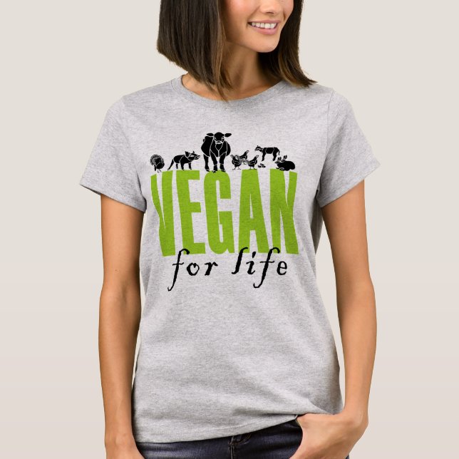 ¡Vegano para la vida! La camiseta de las mujeres (Anverso)