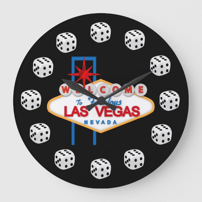 Vegas Dice Gambling Fun reloj de pared (Anverso)