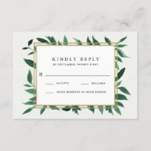 Vegetación acuarela Boda Botánica Tarjetas RSVP