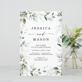 Vegetación acuarela con programa de Bodas de Oro