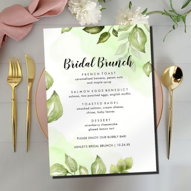 Vegetación acuarela Floral Bridal Brunch Menú (Subido por el creador)