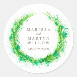 Vegetación acuarela fueron pegatinas de boda perso